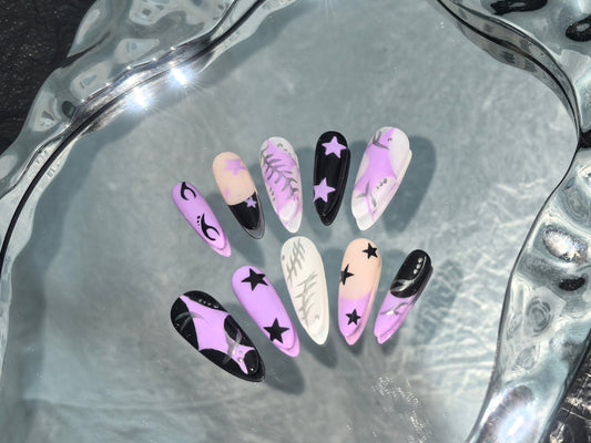 Dark Purple Star - Halloween - Press-On Nail